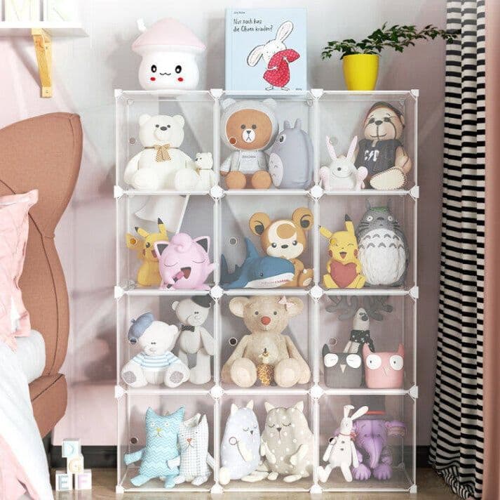 ぬいぐるみ収納 組み立て式透明キューブ型ぬいぐるみ収納棚
