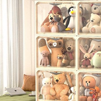 ぬいぐるみ収納 透明扉付き組み立て式ぬいぐるみ収納棚