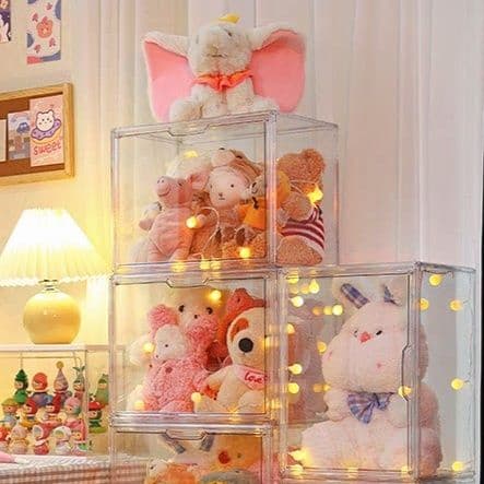 ぬいぐるみ収納 透明積み重ね式ぬいぐるみ収納ケース