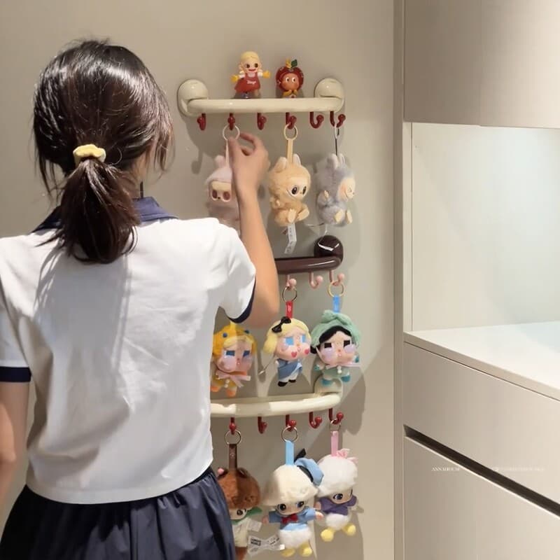 ぬいぐるみ収納 壁掛け式多段フック付きぬいぐるみ収納棚