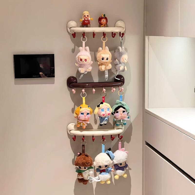 ぬいぐるみ収納 壁掛け式多段フック付きぬいぐるみ収納棚