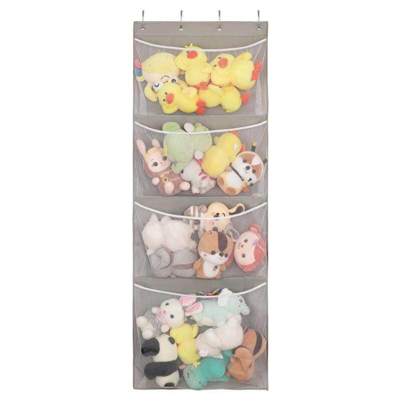 ぬいぐるみ収納 収納四段式網目ポケット付き壁掛けホルダー