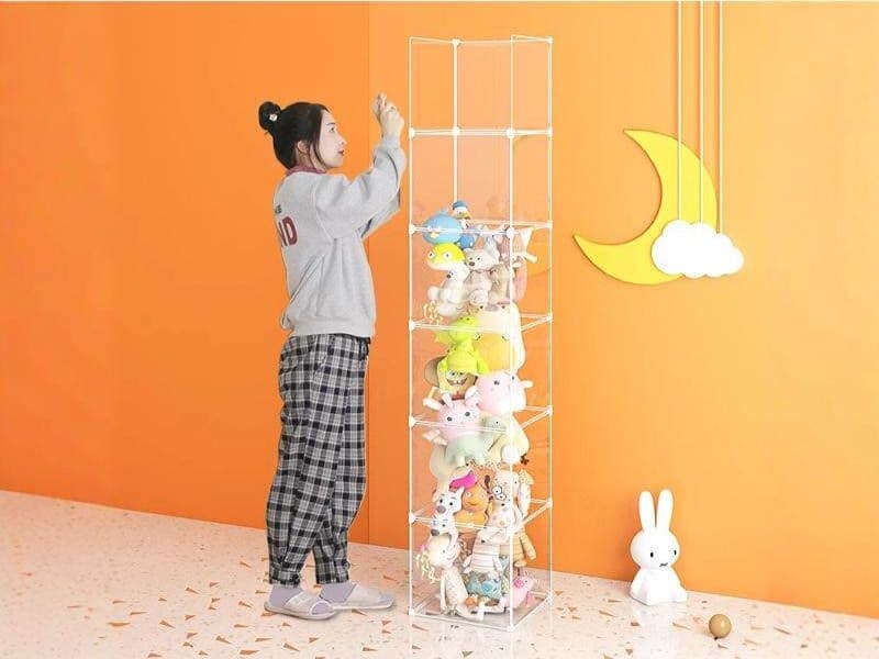 ぬいぐるみ収納 透明アクリル製ぬいぐるみ収納棚四段タイプ