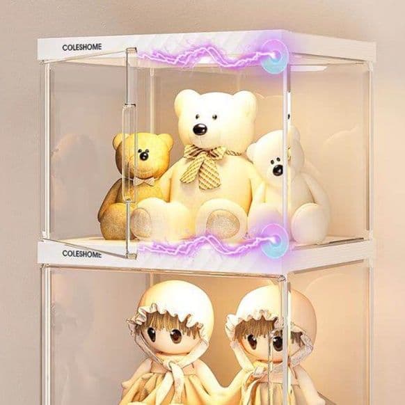 ぬいぐるみ収納 照明付き五段透明展示棚ぬいぐるみ収納