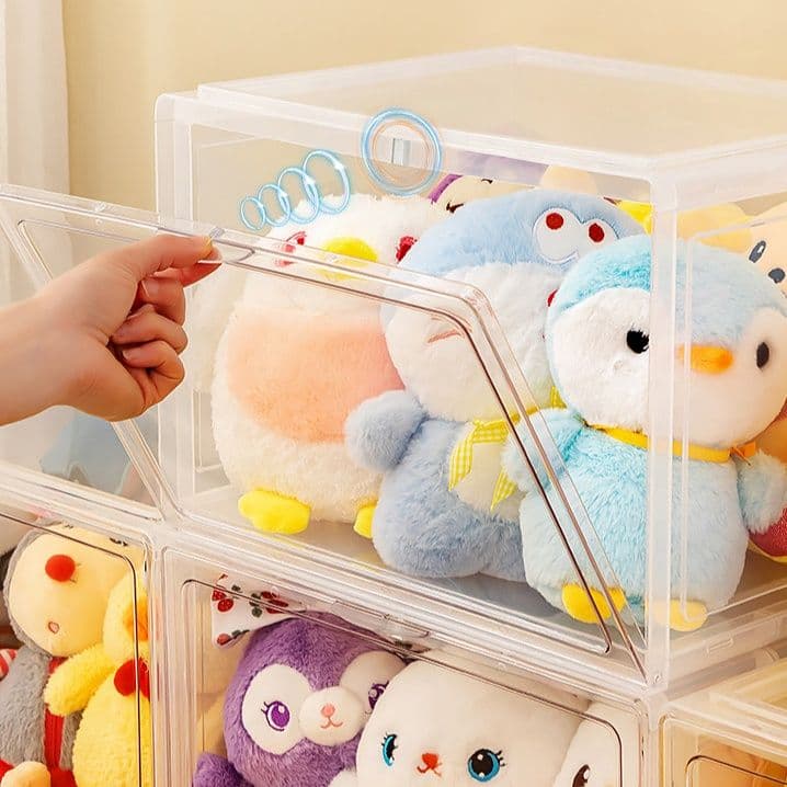 ぬいぐるみ収納 透明前開き式積み重ねぬいぐるみ収納ケース