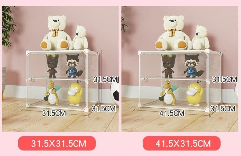ぬいぐるみ収納 透明扉付き組み立て式ぬいぐるみディスプレイ棚