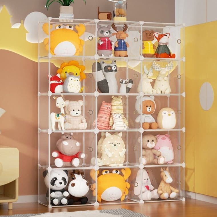 ぬいぐるみ収納 扉付き組み合わせ式ぬいぐるみ展示収納棚