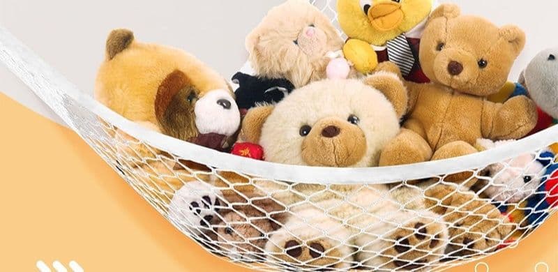 ぬいぐるみ収納 部屋の角に設置できるぬいぐるみ用吊り下げ網